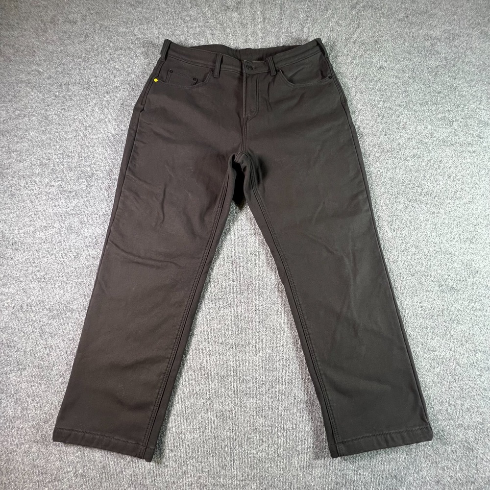 Caterpillar Work Pants Men's 38x30 Dark Brown Flat Front Fleece Lined Insulated